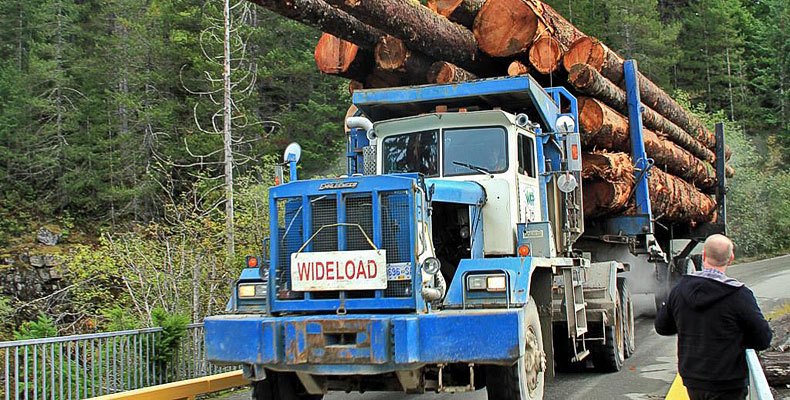 Logging truck in Gold River on Vancouver Island